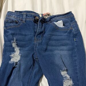 Hot Kiss Blue Distressed Skinny Jeans